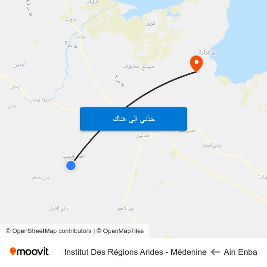 Ain Enba to Institut Des Régions Arides - Médenine map