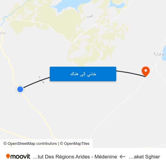 Baraket Sghier to Institut Des Régions Arides - Médenine map