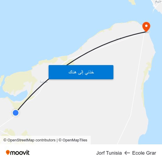 Ecole Grar to Jorf Tunisia map