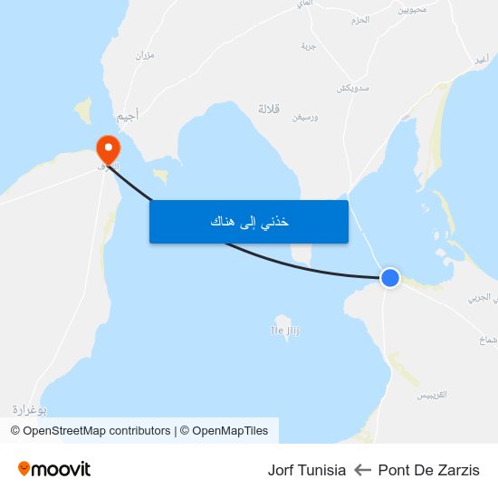 Pont De Zarzis to Jorf Tunisia map