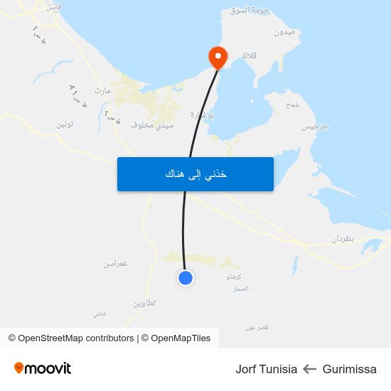 Gurimissa to Jorf Tunisia map