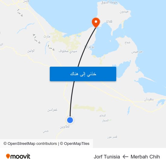Merbah Chih to Jorf Tunisia map
