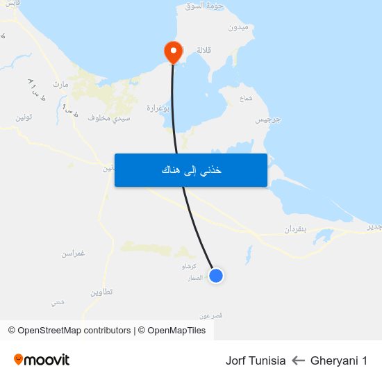 Gheryani 1 to Jorf Tunisia map