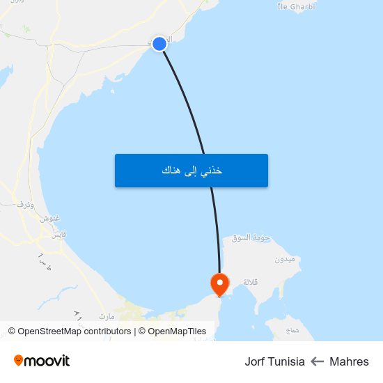 Mahres to Jorf Tunisia map