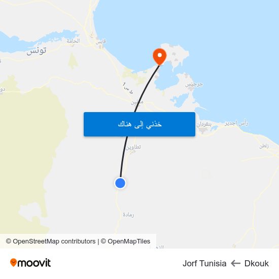 Dkouk to Jorf Tunisia map