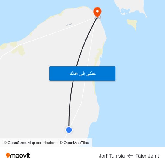 Tajer Jemt to Jorf Tunisia map