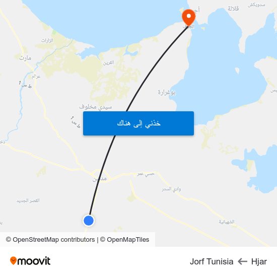 Hjar to Jorf Tunisia map