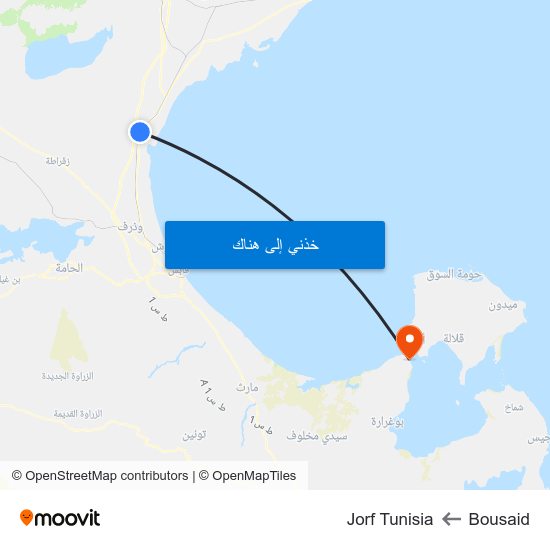 Bousaid to Jorf Tunisia map