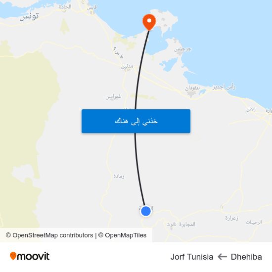 Dhehiba to Jorf Tunisia map