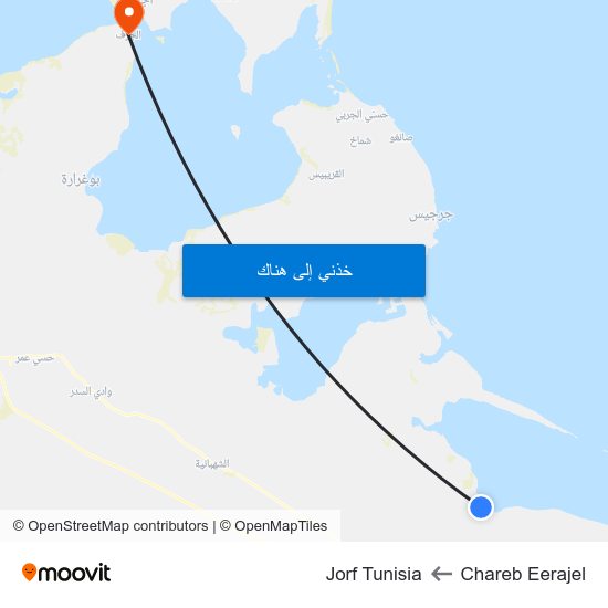 Chareb Eerajel to Jorf Tunisia map