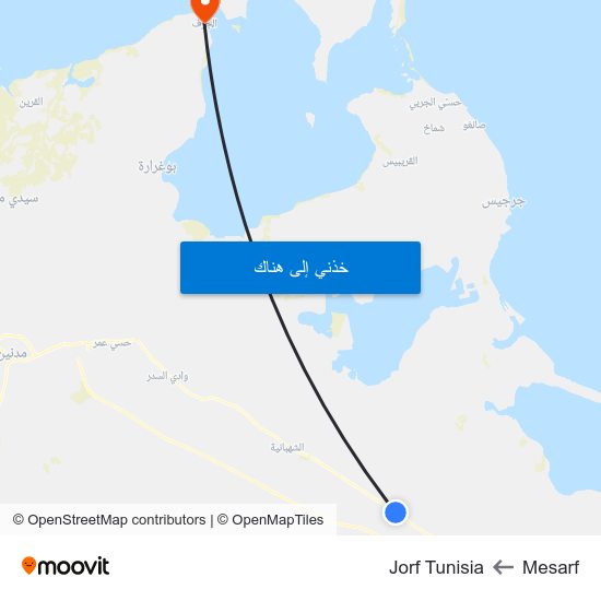 Mesarf to Jorf Tunisia map