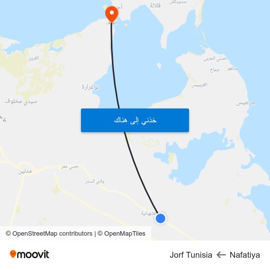 Nafatiya to Jorf Tunisia map
