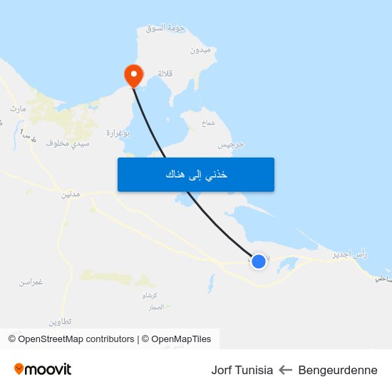 Bengeurdenne to Jorf Tunisia map