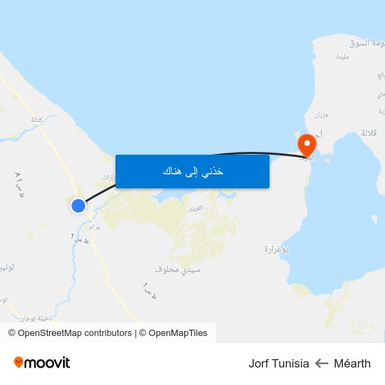 Méarth to Jorf Tunisia map