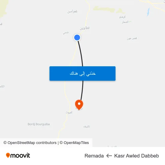 Kasr Awled Dabbeb to Remada map