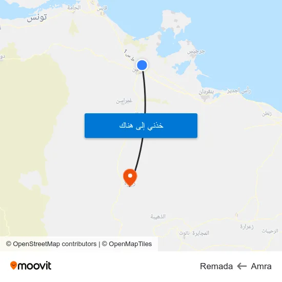 Amra to Remada map