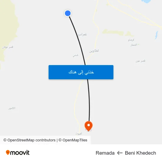 Beni Khedech to Remada map
