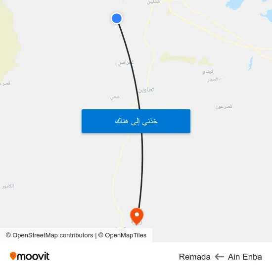 Ain Enba to Remada map