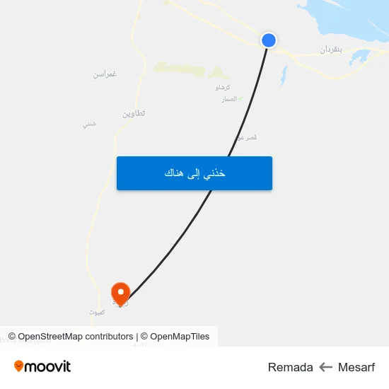 Mesarf to Remada map