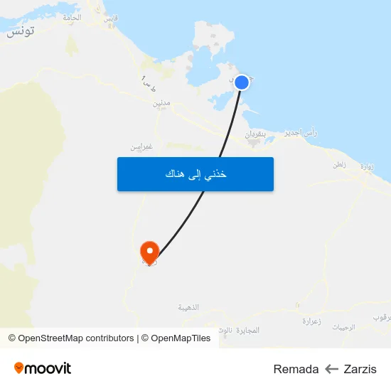 Zarzis to Remada map