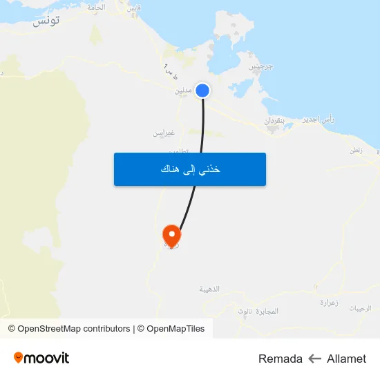 Allamet to Remada map