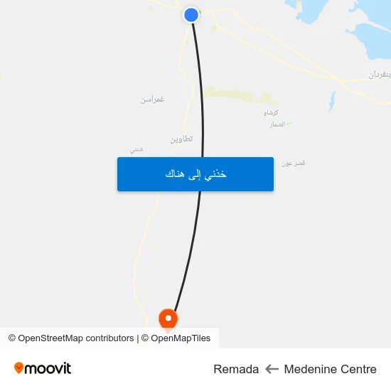 Medenine Centre to Remada map
