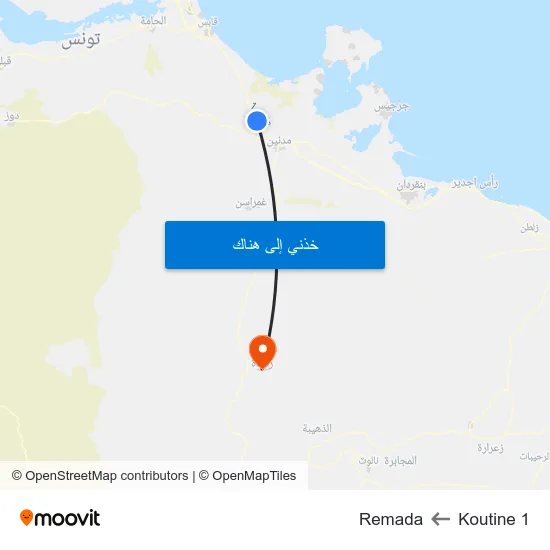 Koutine 1 to Remada map