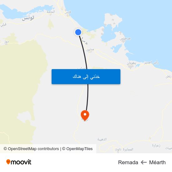 Méarth to Remada map