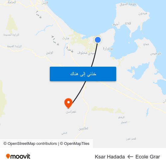 Ecole Grar to Ksar Hadada map