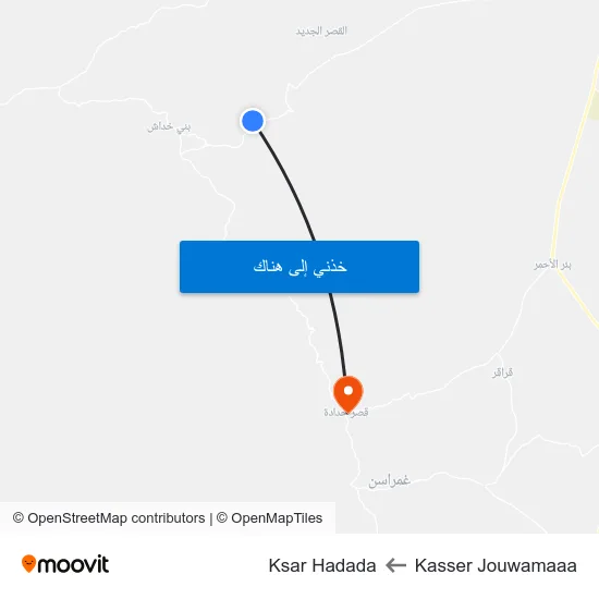 Kasser Jouwamaaa to Ksar Hadada map