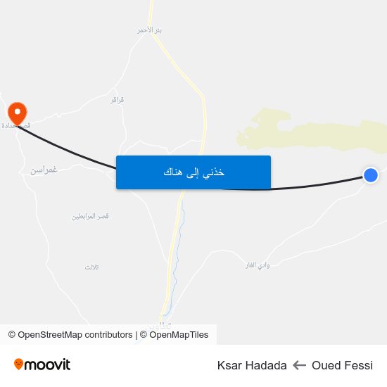 Oued Fessi to Ksar Hadada map