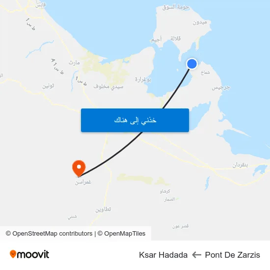 Pont De Zarzis to Ksar Hadada map