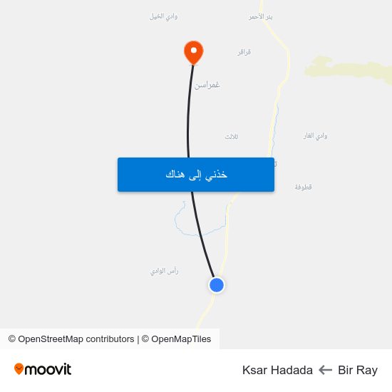 Bir Ray to Ksar Hadada map