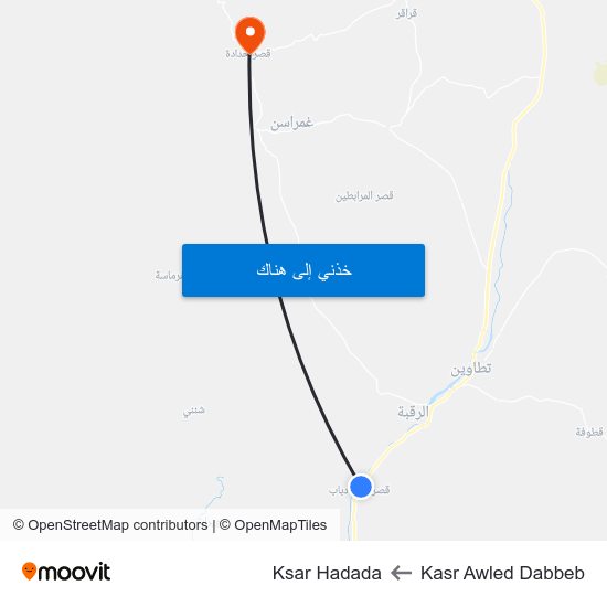 Kasr Awled Dabbeb to Ksar Hadada map