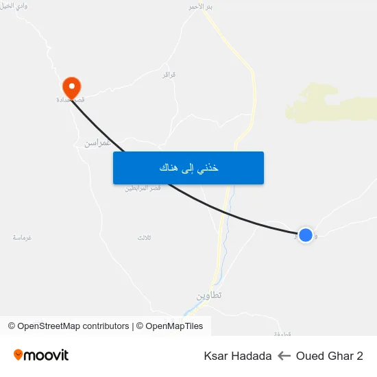 Oued Ghar 2 to Ksar Hadada map