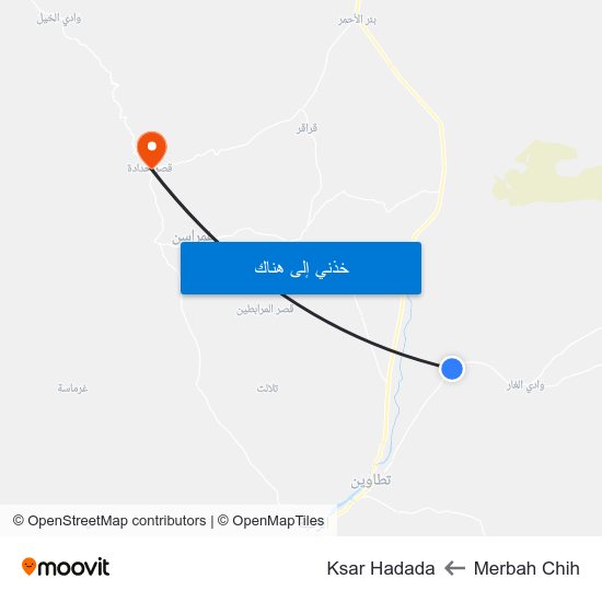 Merbah Chih to Ksar Hadada map