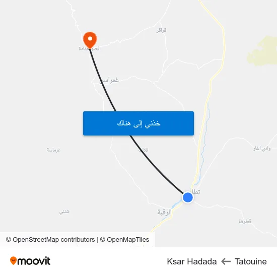 Tatouine to Ksar Hadada map