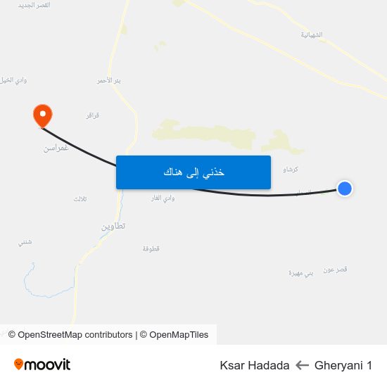 Gheryani 1 to Ksar Hadada map