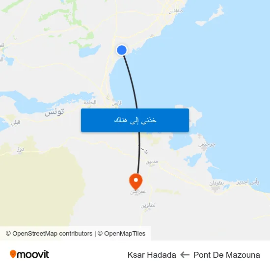 Pont De Mazouna to Ksar Hadada map