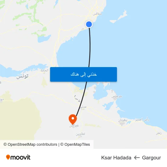 Gargour to Ksar Hadada map