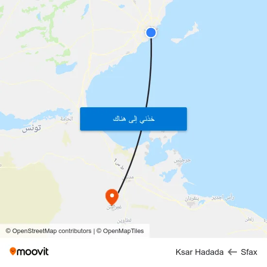 Sfax to Ksar Hadada map