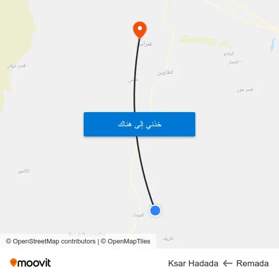 Remada to Ksar Hadada map
