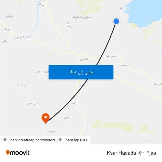Fjaa to Ksar Hadada map