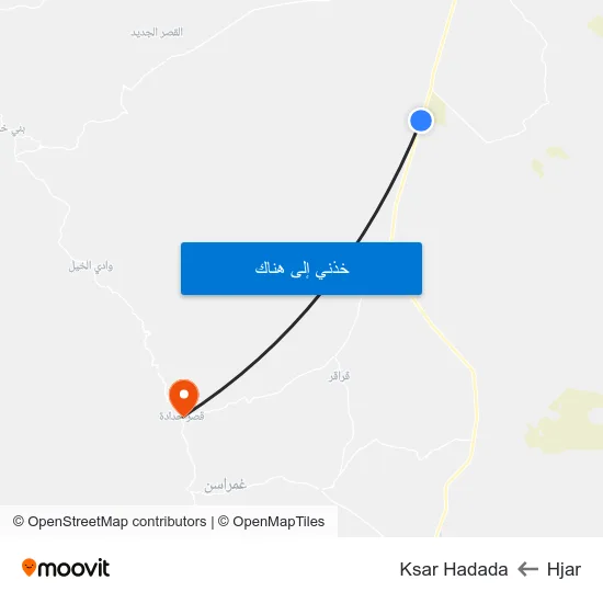 Hjar to Ksar Hadada map