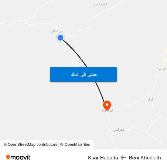 Beni Khedech to Ksar Hadada map