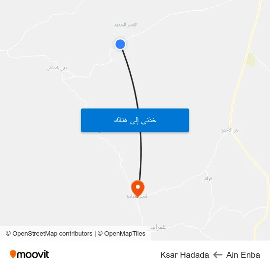 Ain Enba to Ksar Hadada map