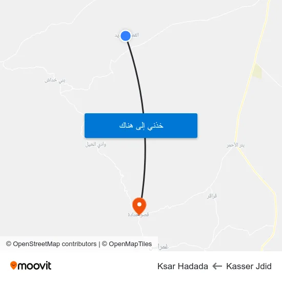 Kasser Jdid to Ksar Hadada map