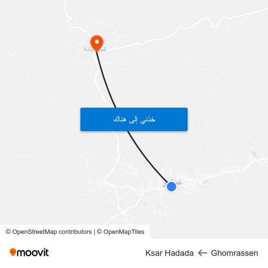 Ghomrassen to Ksar Hadada map