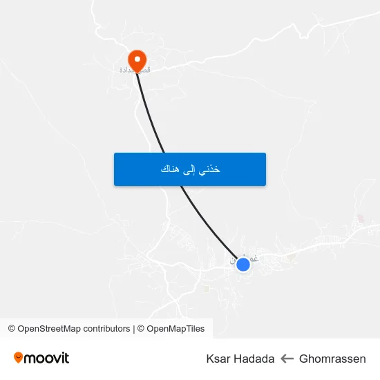 Ghomrassen to Ksar Hadada map