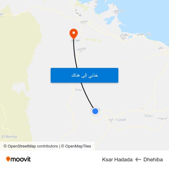 Dhehiba to Ksar Hadada map